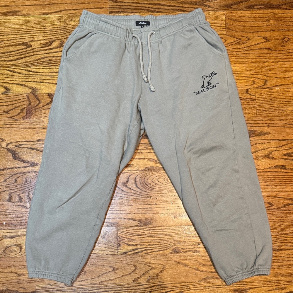 Malbon Grey Drawstring Jogger Sweatpants for Men